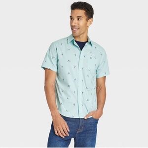 🛑 Goodfellow Men’s Poplin Print Button-Down Shirt “Vacay Collection”.